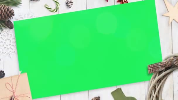 Karácsonyi Ünnepi Keret Vagy Szilveszteri Keret Zöld Hely Design Üdvözlőkártya — Stock videók