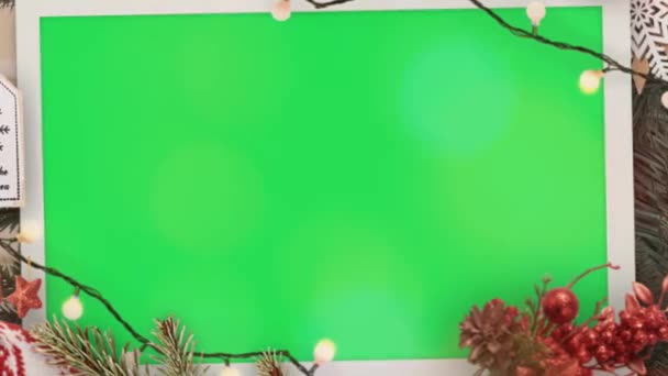 Kerst Feestelijk Frame Nieuwjaar Feestelijk Frame Met Groene Ruimte Voor — Stockvideo