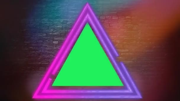 Geometria Animacji Neonowe Światło Kolorowe Świecąca Ramka Zieloną Przestrzenią — Wideo stockowe
