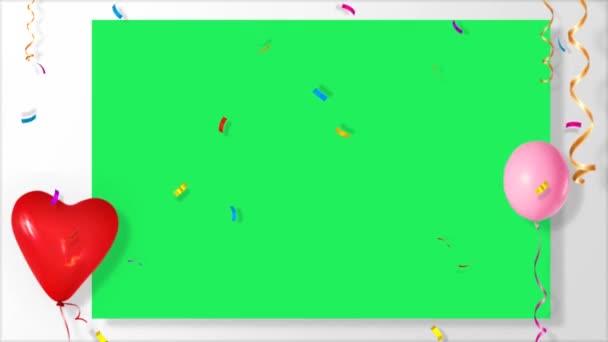 Animación Cintas Colores Partícula Marco Blanco Con Espacio Verde — Vídeo de stock