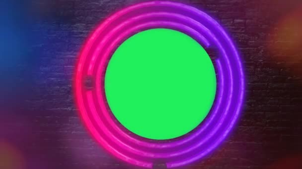 Geometría Animación Luz Neón Marco Brillante Colorido Con Espacio Verde — Vídeo de stock