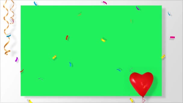 Анімація Барвисті Стрічки Частинка Білій Рамці Зеленим Простором — стокове відео