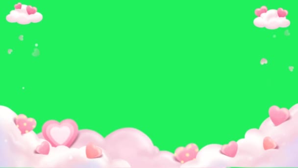 Κινούμενο Λευκό Καρδιές Και Ροζ Καρδιές Σχήμα Πλαίσιο Πράσινο Χώρο — Αρχείο Βίντεο