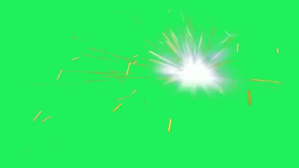 绿色背景下现实的火花烛光 — 图库视频影像