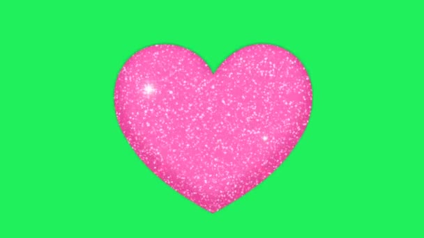 Animación Rosa Forma Del Corazón Flotando Sobre Fondo Verde — Vídeos de Stock