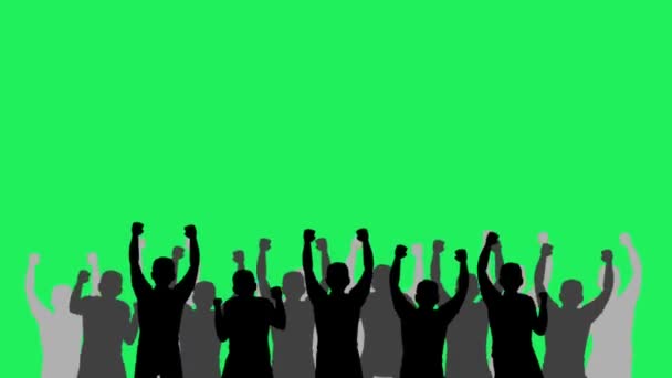 Animation Silhouette Von Menschen Protestieren Auf Grünem Hintergrund — Stockvideo