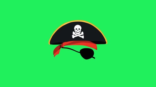 Mascarilla Animación Pirata Sobre Fondo Verde — Vídeos de Stock