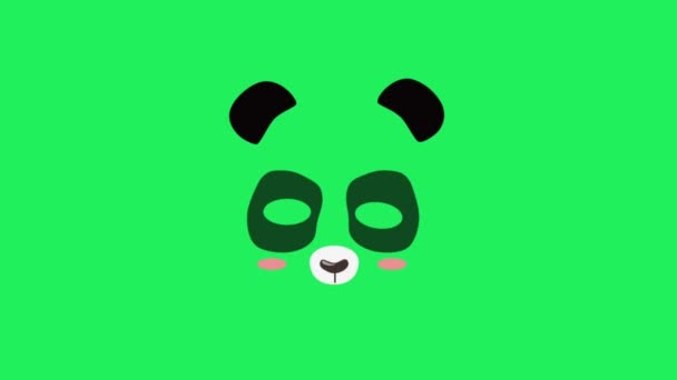 Animação Máscara Facial Panda Fundo Verde — Vídeo de Stock