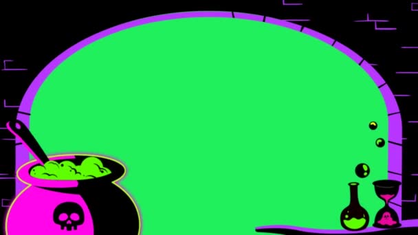 Animation Silhouette Gravestone Green Background — Stock Video
