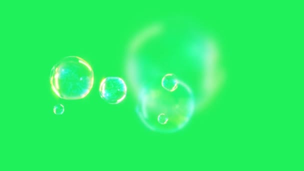 Animace Barevné Bubliny Plovoucí Zeleném Pozadí — Stock video