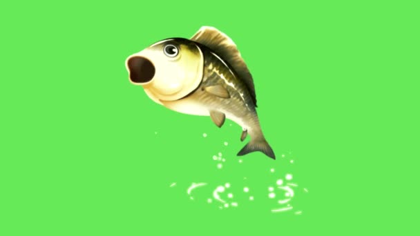 Peixe Animação Fundo Verde — Vídeo de Stock