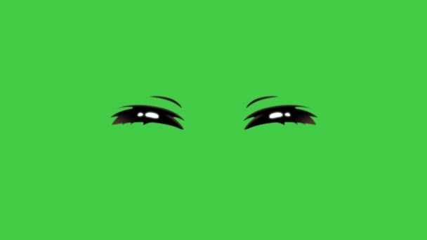 Анимация Эмоциональные Глаза Показывают Сентиментальное Настроение Зеленом Фоне — стоковое видео