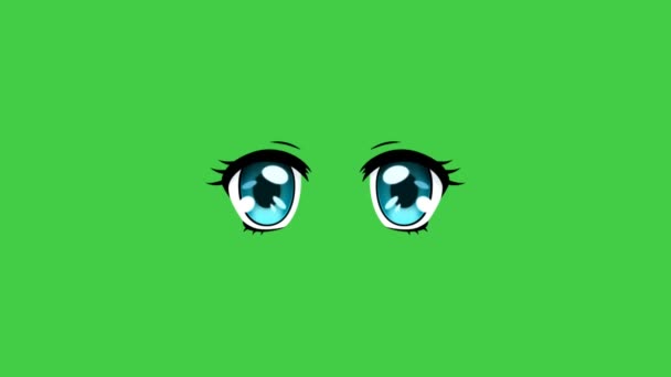 Animation Emotional Eyes Show Sentimental Mood Green Background — Stock Video