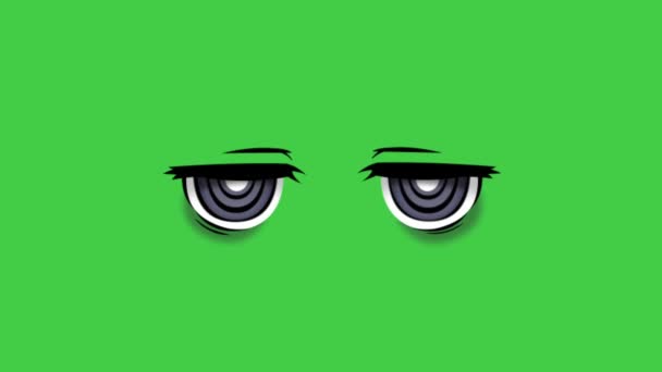 Animación Ojos Mostrando Emociones Tristes Sobre Fondo Verde — Vídeos de Stock