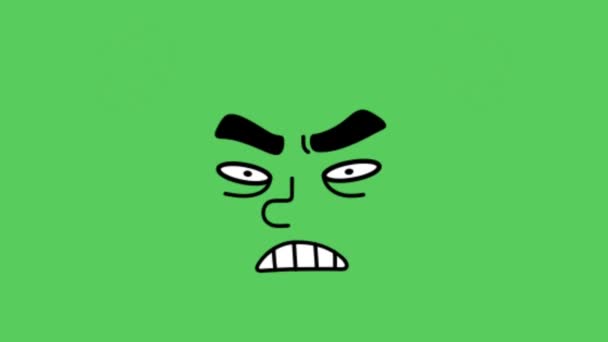 Animation Face Mark Angry Green Background — Stock Video