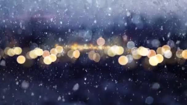 Turuncu Işık Saçan Gerçekçi Beyaz Kar — Stok video