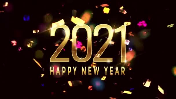 Texto Animación Feliz Año Nuevo 2021 Diseño Tarjeta Con Cintas — Vídeo de stock