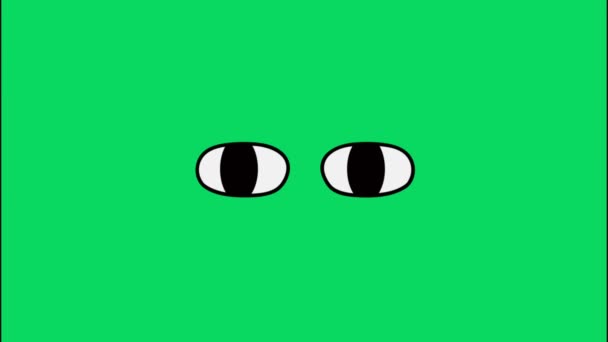 アニメーションの感情的な目は緑の背景に混乱を示す — ストック動画