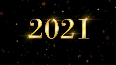 Animasyon Altın Metin 2021 Kart tasarımı için altın kurdeleli.