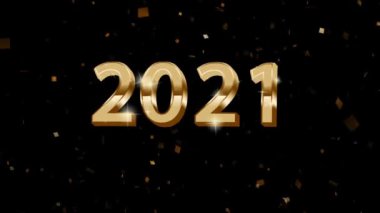 Animasyon Altın Metin 2021 Kart tasarımı için altın kurdeleli.