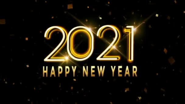 Animation Texte Doré 2021 Happy New Year Avec Ruban Doré — Video