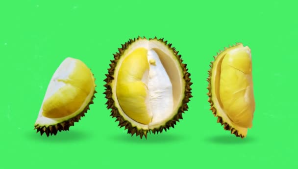 Fermer Durian Sur Fond Vert — Video