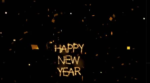 Animation Χρυσό Κείμενο Ευτυχισμένο Νέο Έτος Για Σχεδιασμό Καρτών Χρυσές — Αρχείο Βίντεο