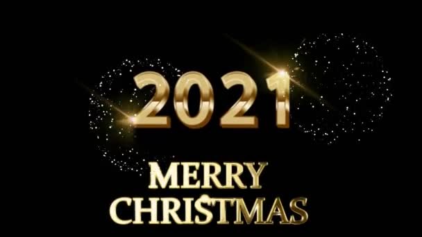 Animation Texte Doré 2021 Merry Christmas Pour Conception Cartes Avec — Video