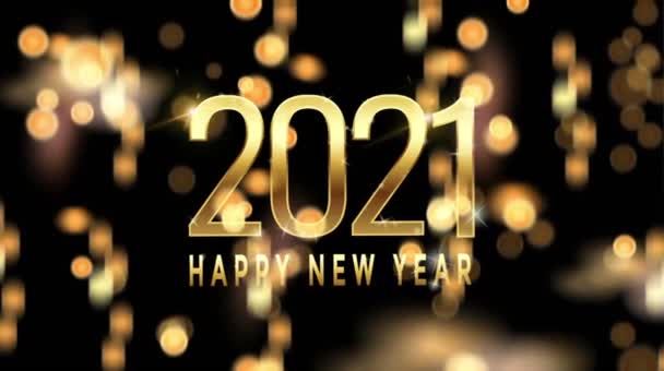 Animação Texto Dourado Feliz Ano Novo 2021 Para Projeto Cartão — Vídeo de Stock