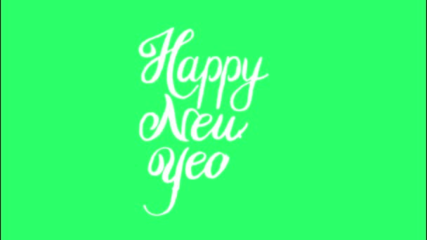 Κίνηση Λευκό Κείμενο Ευτυχισμένο Νέο Έτος Για Σχεδιασμό Καρτών Πράσινο — Αρχείο Βίντεο