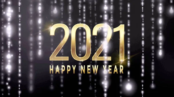 Golden Text Happy New Year 2021 Card Design White Light — Stock Photo, Image