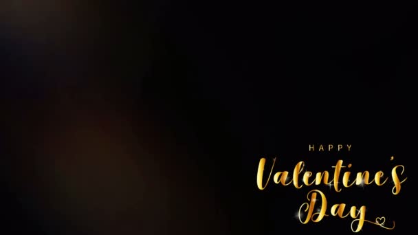 Animación Texto Dorado Feliz Día San Valentín Esquina Izquierda Con — Vídeo de stock