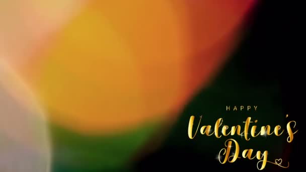 Animasyon Altın Metin Mutlu Sevgililer Günü Sol Köşede Siyah Arkaplanda — Stok video