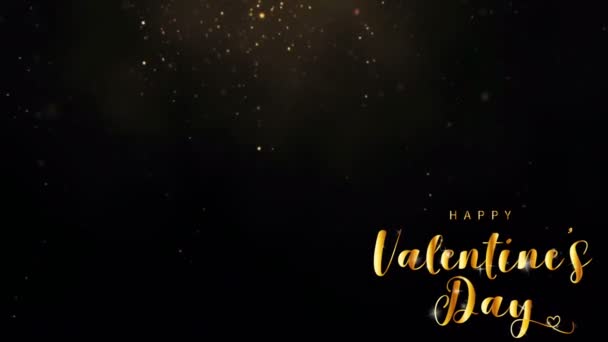 애니메이션 텍스트 Happy Valentine Day Left Corner Golden Sparkle Black — 비디오
