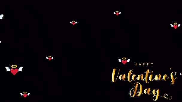 Animation Goldener Text Happy Valentine Day Der Linken Ecke Mit — Stockvideo