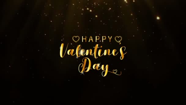 Анімація Золотий Текст Happy Valentine Day Посередині Золотою Іскрою Чорному — стокове відео
