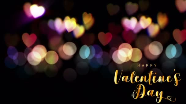 Animación Texto Dorado Feliz Día San Valentín Esquina Izquierda Con — Vídeo de stock