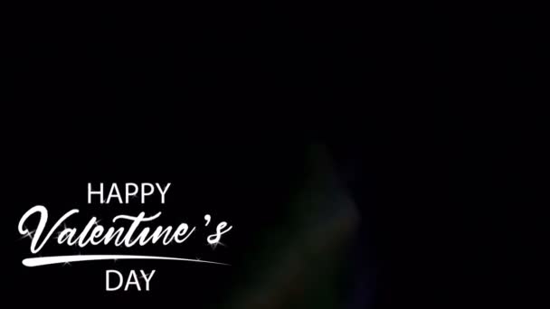 Animation White Text Happy Valentine Day Right Corner Colorful Light — стоковое видео