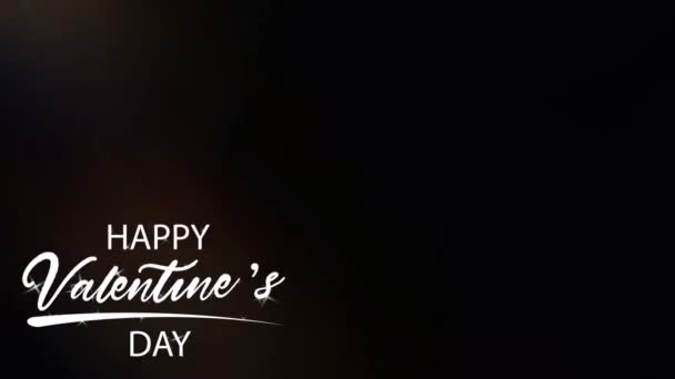 Animação Texto Branco Happy Valentine Day Canto Direito Com Vazamento — Vídeo de Stock