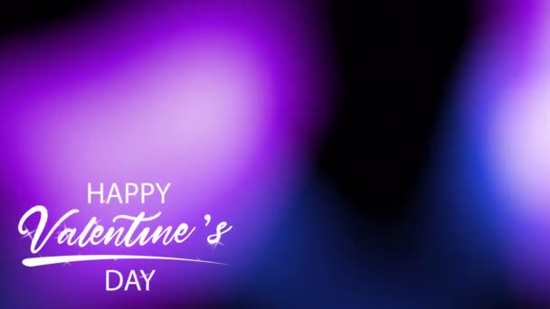 Animation White Text Happy Valentine Day Right Corner Colorful Light — стоковое видео