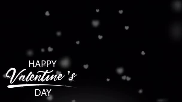 Animação Texto Branco Happy Valentine Day Canto Direito Com Formas — Vídeo de Stock