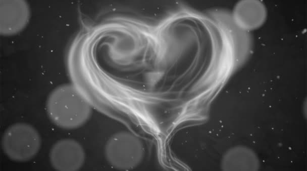 Animation White Smoke Heart Shape White Bokeh — Stock Video