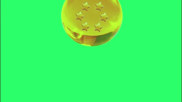 Animazione Sfera Cristallo Giallo Con Stelle Sfondo Verde — Video Stock