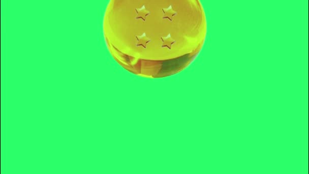 Animação Bola Cristal Amarelo Com Estrelas Fundo Verde — Vídeo de Stock