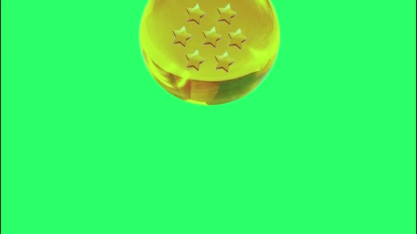 Animación Bola Cristal Amarillo Con Estrellas Sobre Fondo Verde — Vídeo de stock