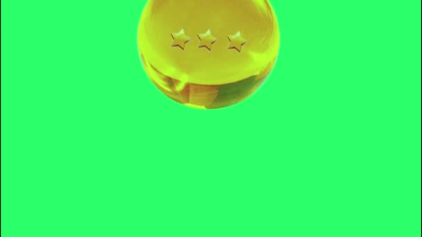 Animación Bola Cristal Amarillo Con Estrellas Sobre Fondo Verde — Vídeo de stock