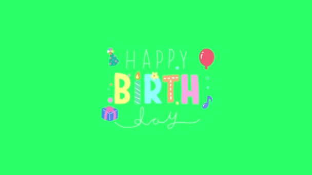 Tekst Animacji Happy Birthday Zielonym Tle — Wideo stockowe