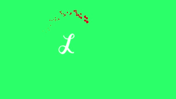 在绿色背景下 为情人节而飘扬的动画红心形状 — 图库视频影像