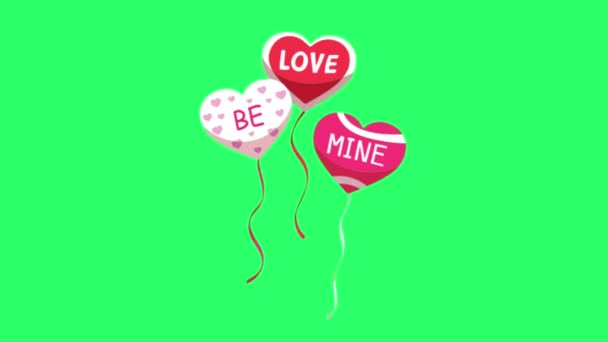 Анімація Рожеві Серця Плавають Протягом Дня Святого Валентина Зеленому Фоні — стокове відео