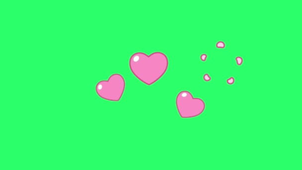 Animación Rosa Corazones Forma Flotando Para Día San Valentín Sobre — Vídeos de Stock